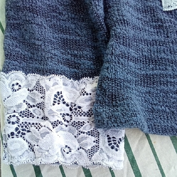 Womans L Aleesa W. Collection Blue Lace Trim Cardigan - Picture 6 of 7